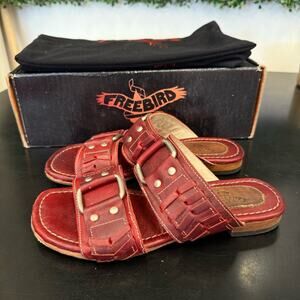 Freebird Sage Red Leather Sandals